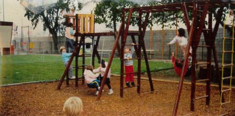 Big Yard's Original Play Structure (notice there are no bike paths)